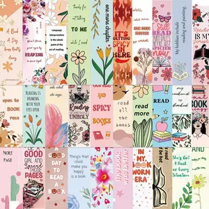 Flower Pattern Bookmark, 30pcs/set Cartoon Bookmark, Reading Bookmark, Reading Accessories, Office Stationery & Supplies, Floral Pattern Sticker, Adhesive Stickers