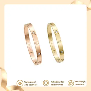 Luxury Cross Iced Bangle Bracelet | 7mm Gold & Rose Gold Bracelet | 6.5in 7.5in Elegant Fashion Jewelry