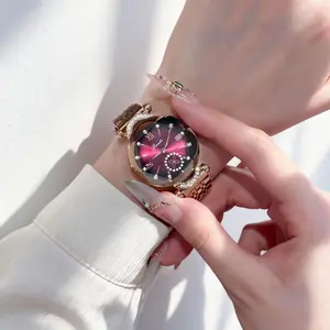 Luxury Watch Women's Jewelry Watch Valentine’s Day Gift Elegant Diamond Cut Crystal Four Leaf Clover Pearl Elements Stainless Steel Case Waterproof Design for Daily Wear or Gifting ChristmasGift