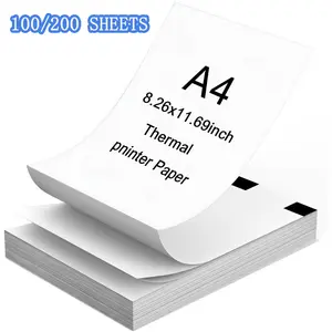 100/200pcs Continuous Thermal A4 Printing Paper, 297mm X 210mm Continuous Thermal A4 Thermal Paper, Multipurpose Thermal Paper Suitable for A4 Portable Thermal Printers, Suitable for Home, School, and Office Printing