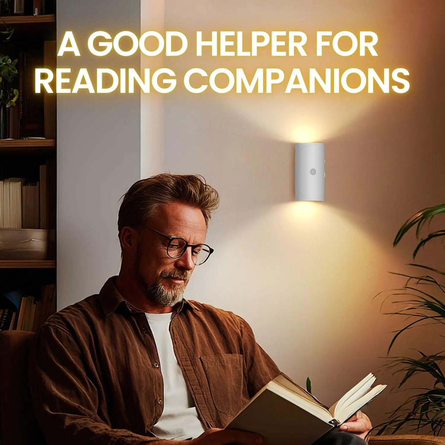 Motion Sensor Light Indoor Ultra-Long Battery Life Magnetic Stick-On 3 Brightness 7 Color Modes RGB Sunset Night Lamp Dimmable Wall Lamp for Bedroom Stairway Hallway Outdoor modern