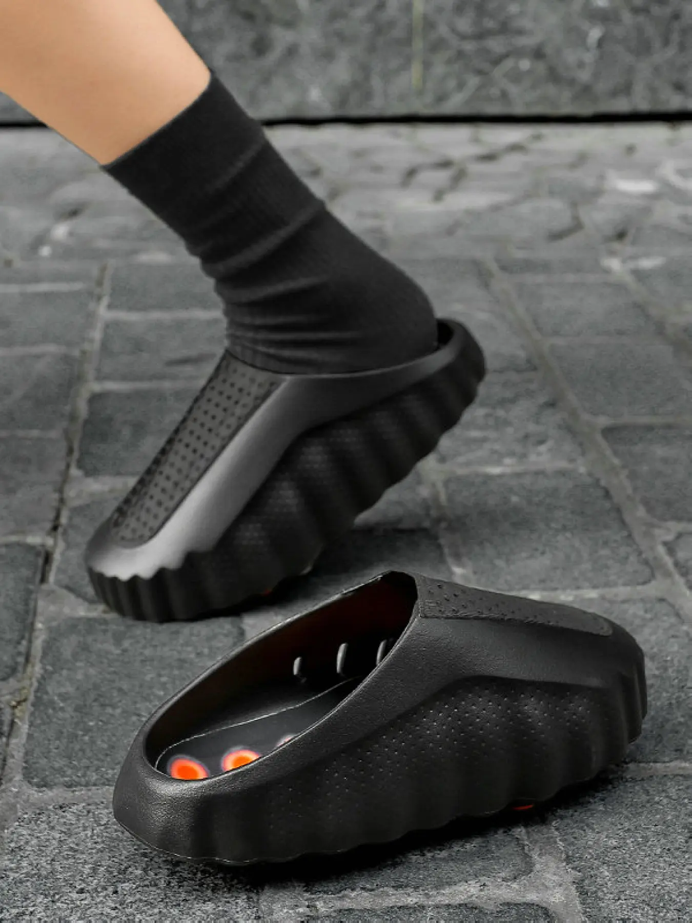 Couple Sport Massage Slide Sandals - Acupressure Foot Massage, Non-Slip Athletic Outsole, Non Slip Design, Thick Cushioned Sole, Waterproof EVA - Perfect for Daily Walking, Light Sports, Casual Wear & Outings - Unisex Sport Slides