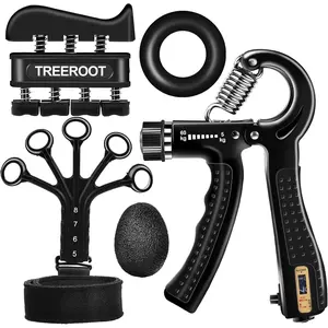 5 PCS Grip Strength Trainer Kits, Hand Gripper Strengthener, Forearm Strengthener, Forearm Exerciser, Finger Exerciser, Wrist Strengthener, Stress Relief Ball, Grip Ring