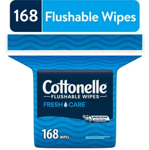 Fresh Care Flushable Wet Wipes - 1 Resealable Bag Napkin, Disposable, Sustainable & Responsible, Unscented, Kitchen Use