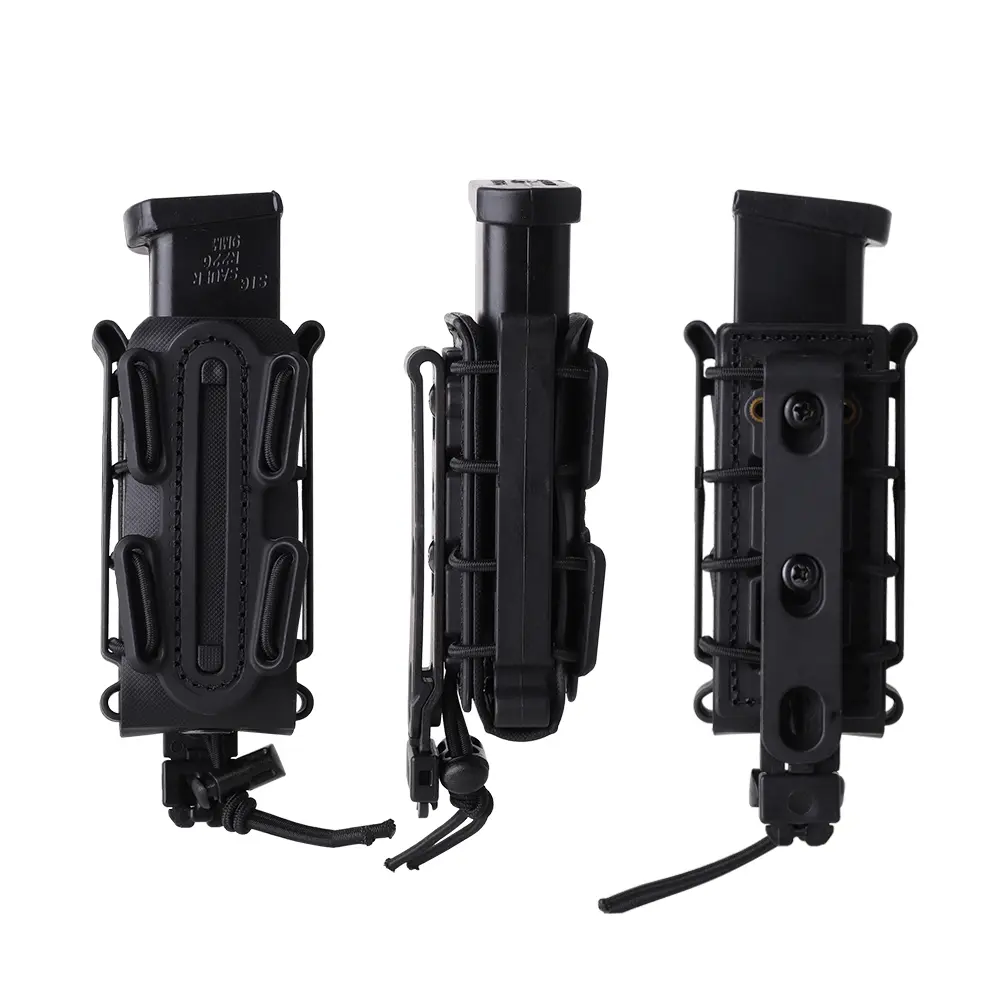 KRYDEX Tactical 9mm Magazine Pouch, Nylon Soft Shell Fastmag Holder for Single & Double Stack Mags, Molle Compatible Equipment for Glock, 45ACP, Airsoft & Hunting, Tactical Equipment