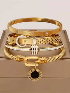 4-piece classic light luxury stainless steel couple bracelet, suitable for daily wear by men and women, durable party accessories