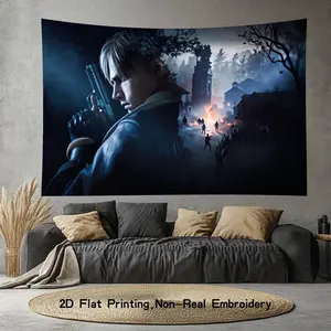 2D Flat Customizable Resident Evil Village Pattern Outdoor Privacy Screen For Garden Patio Machine Washable Anti Fading Easy To Install Quick Delivery