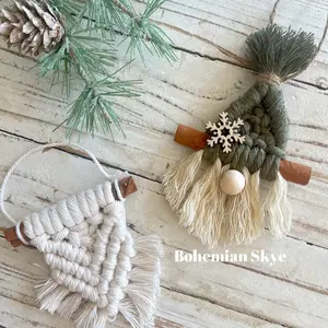 Bohemian Skye Macrame Cinnamon Stick Ornament Gnome Ornament Gift Idea Handcrafted Boho Decor