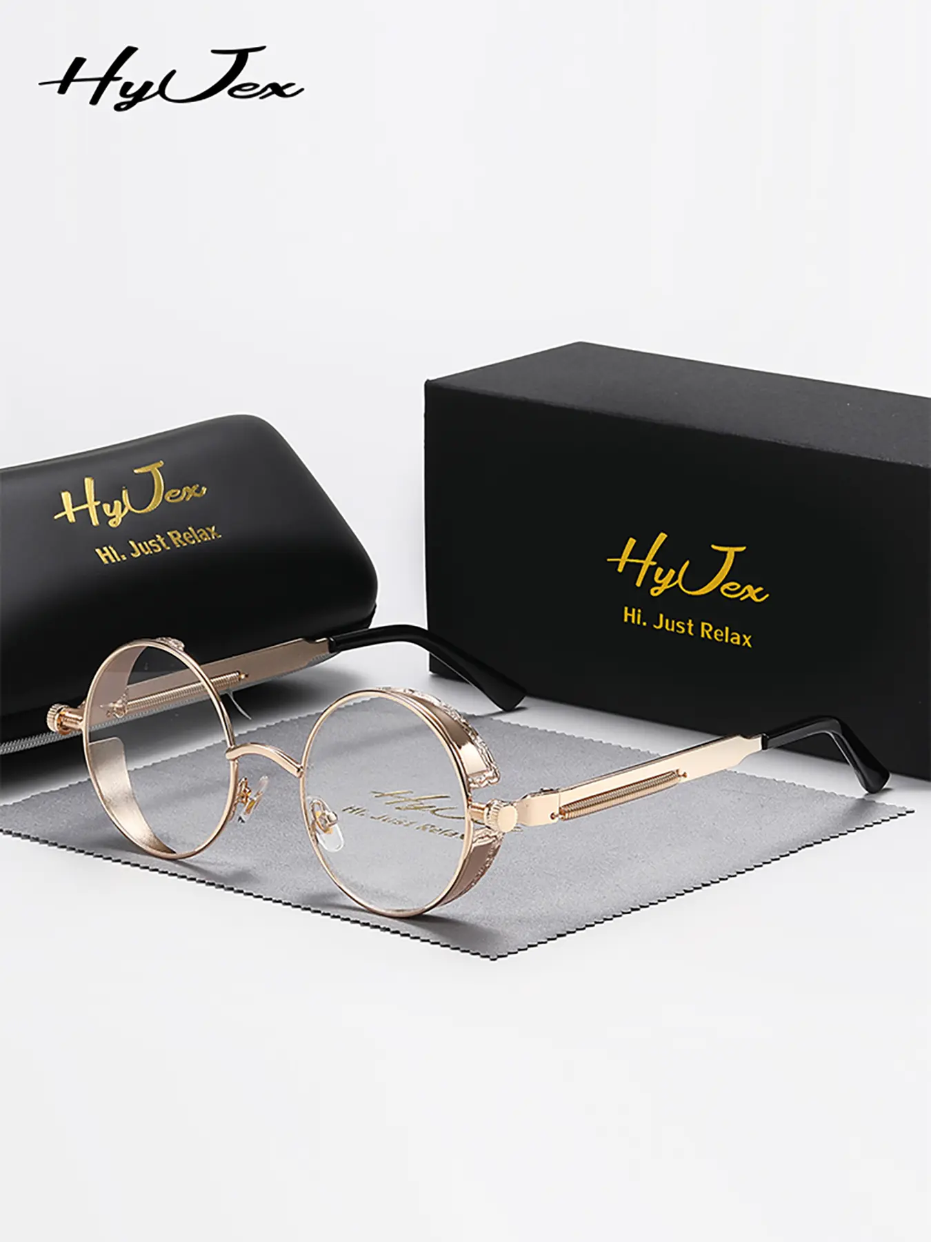 High-End Craft Round Flat Light Glasses, Lightweight Durable Glasses, Personalized Design Metal Frame Sunglasses, Decorative Glasses, Stylish Glasses, Fashion Glasses, Casual Frames, Casual Style, All Seasons, Hyjex Unisex Eyewear, Metal Frame Eyeglasses
