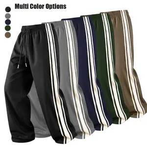 3-pack men’s fall/winter straight-leg loose floor-length pants—fashionable, versatile high-street casual relaxed joggers, available in multiple colors, men’s style.