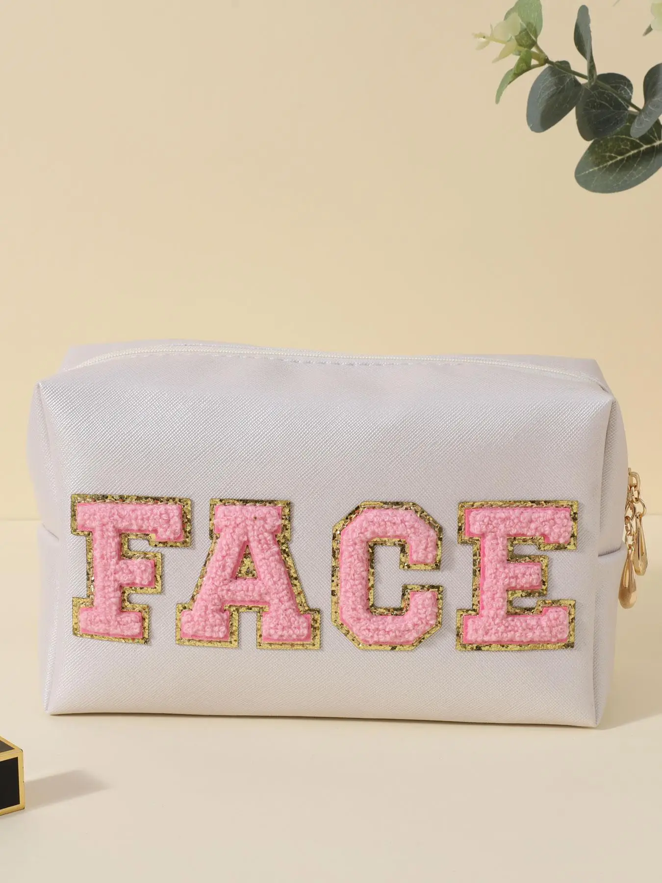 Fashion Trendy Letter Design Makeup Bag, Summer Portable Large Capacity Travel Cosmetic Storage Bag, Zipper Makeup Organizer Pouch for Travel Essentia