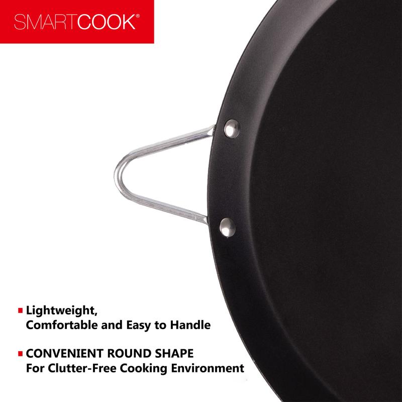 Smart Cook 11” & 13” Non-stick  Round Comal Pan with, Utensils Set and Taco Warmer –Even-Heating Surface with Durable Metal Handle,Lightweight, Comals para Tortillas, Perfect for All Stove-Tops pots and