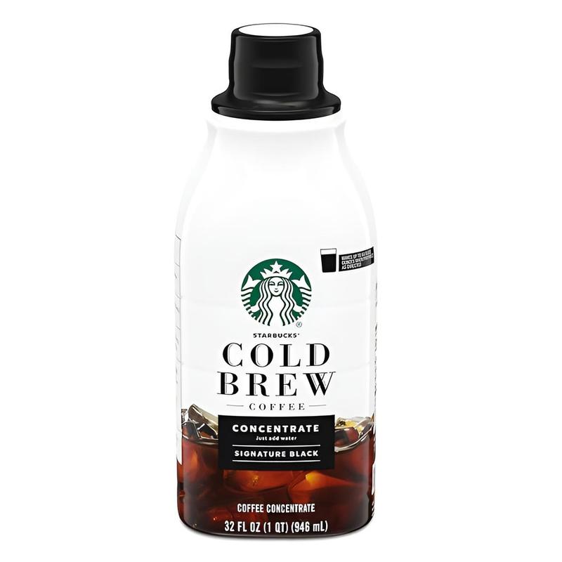 Starbucks Cold Brew Coffee Concentrate – Signature Black, Unsweetened, Caramel Dolce, 100% Arabica, Smooth Medium Roast, 32 fl oz Multi-Serve Bottle