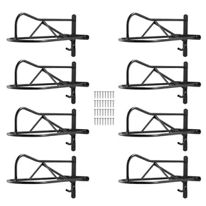 VEVOR Wall Mount Saddle Rack, TikTokShopBlackFriday, 27.3 x 16.3 x 12.5 in, 8 Packs Horse Saddle Rack with Pad Bar, Portable Saddle Stand for English & Western Saddle, Horse Tack Storage for Equestrian Garden, Black
