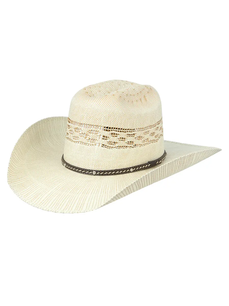 20x Bangora Straw Western Hats - Ringers Design, Lightweight, Natural Ivory, Sun Protection, Wide-Brim, Vented Crown, Western Style | Straw Sombrero, Leather, Silver Concho Accents, Classic Western Style Hats