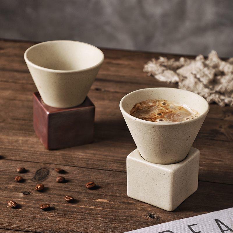 Vintage Afternoon Tea Stoneware Coffee Cup Funnel Cup INS Style Ceramic with Design Sense for Tea and Coffee Enthusiasts