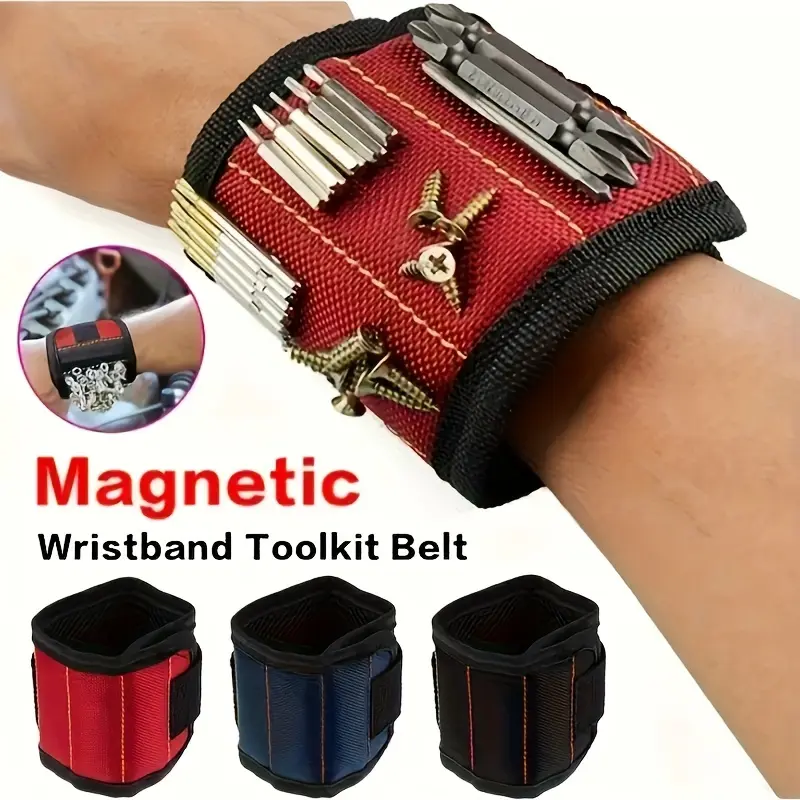 Super strong magnetic tool wristband adsorbs screws, nails, bolts, drill bits, hands-free storage, comfortable support design. Practical gift for father/boyfriend/electrician/repairman/craftsman