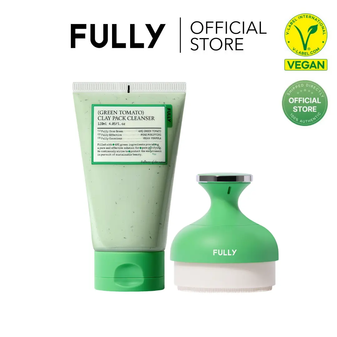 [FULLY Official Shop] Green Tomato Pore Detox Duo (Clay Mask Cleanser + Pore Cleaning Brush), Porefection Set