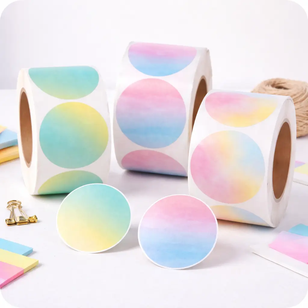 Creative Thermal Labels | Gradient Color Stickers 2” | 400 Labels for Small Business, Aesthetic Packaging Labels for Gift Notes & Branding