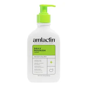 AmLactin Daily Nourish Therapeutic Body Lotion for Dry Skin - No-Scrub Exfoliator and Moisturizer - AmLactin 12% Lactic Acid Lotion, 7.9 oz (Packaging May Vary)