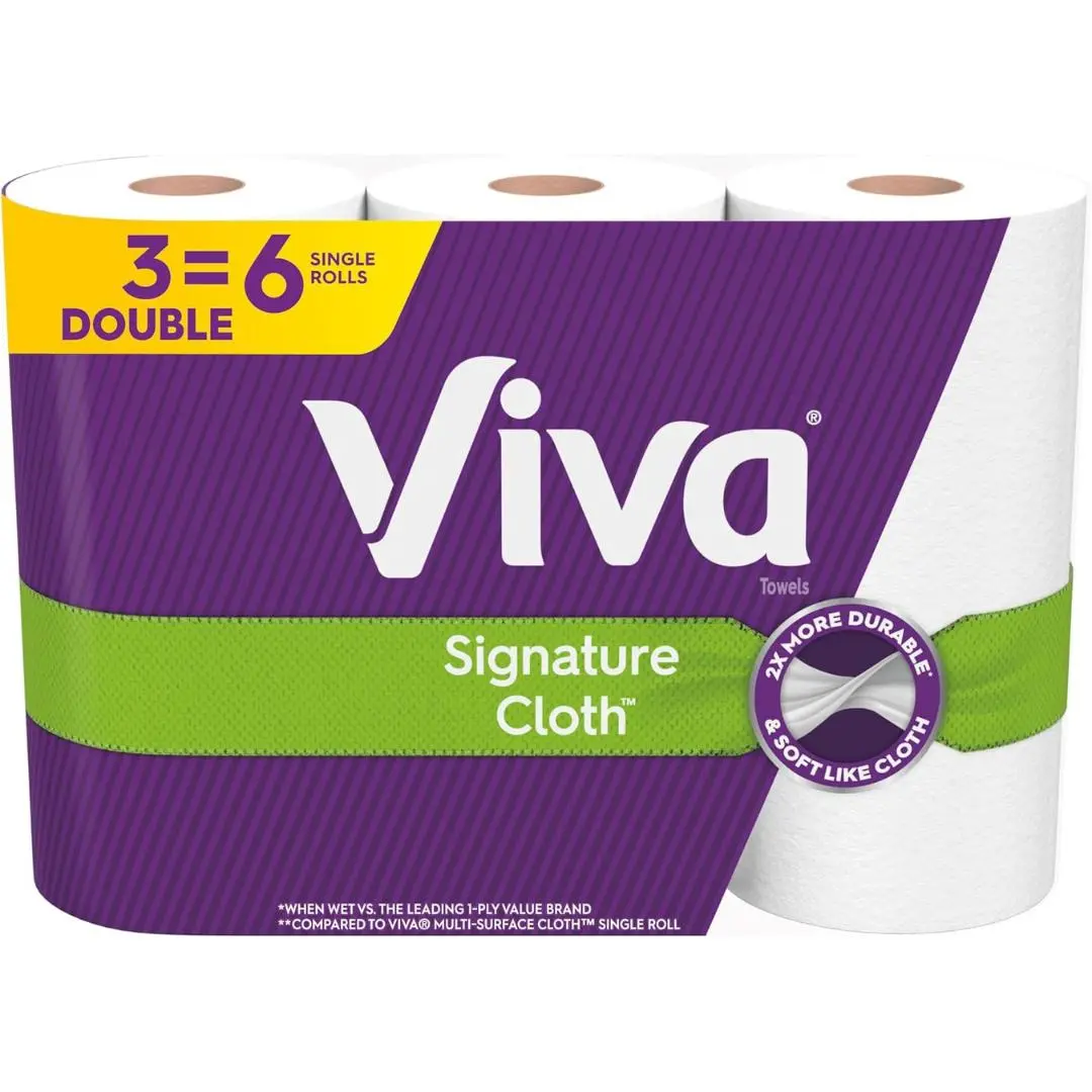 Viva Signature Cloth Paper Towels, 3 Double Rolls, 94 Sheets per Roll