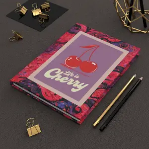 Cherry Journal, Life is Cherry Diary, Hardcover Notebook for Writers, Back to School Gift, Girl's Writing Journal - Hardcover Journal Matte.