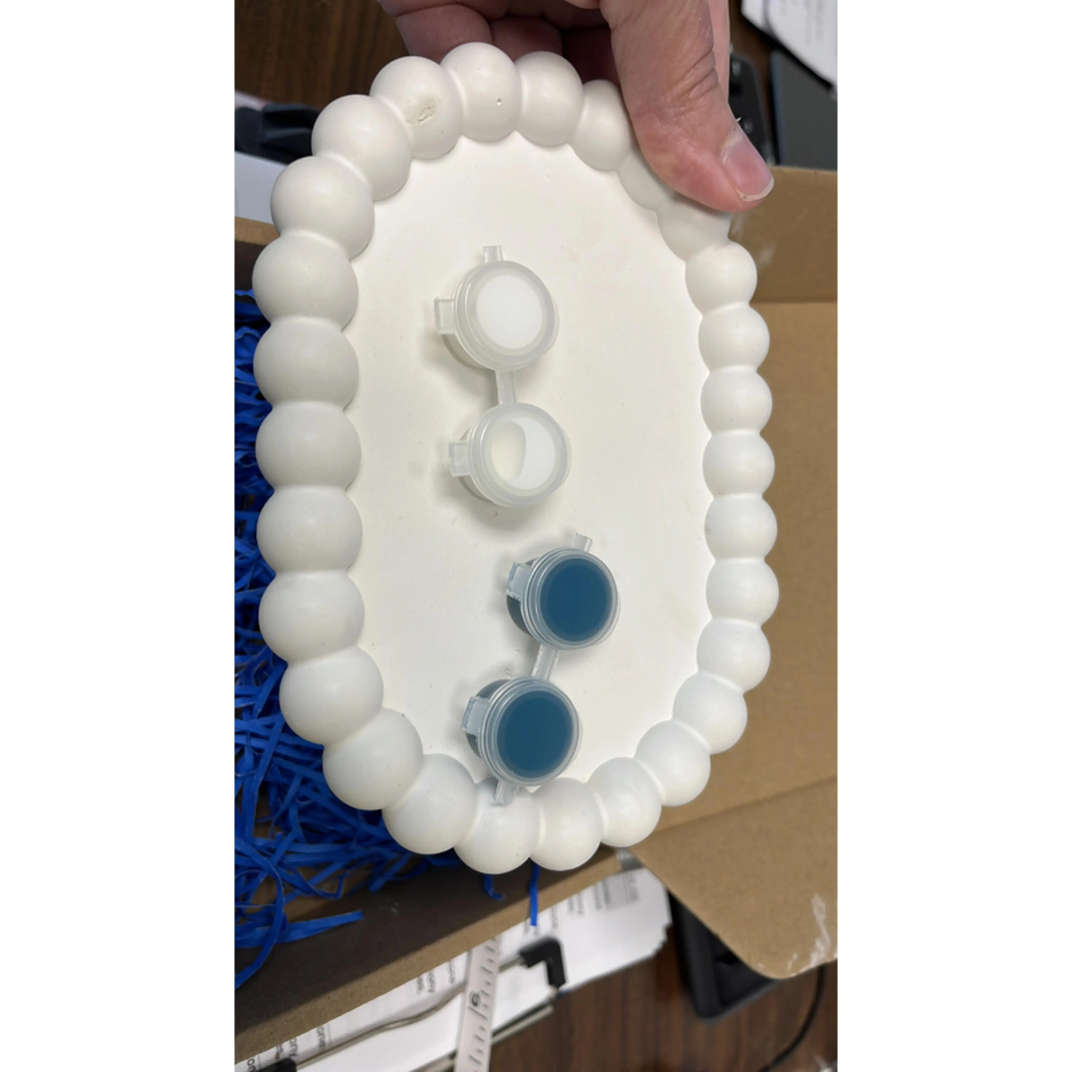 Hand made. Paintable Ceramic Trinket Dish with Paint and Brushes - $19  - Decorative 6.5”x 4.5”