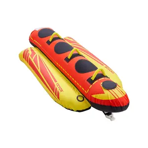 VEVOR Towable Tubes for Boating,  1-3 Riders Inflatable Boat Tubes and Towables, 510lbs Capacity Hot Dog Water Sport Tube for Boat to Pull - with Full Nylon Cover, Padded Handles & Speed Safety Valve
