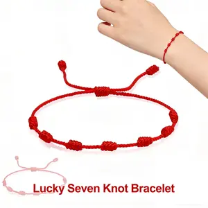 Kabbalah Red String Lucky Bracelets Lucky Seven Knot Bracelet for Protection Lucky Amulet for Women Men Handmade Rope Bracelet Friendship Bracelet for Couple's Gift