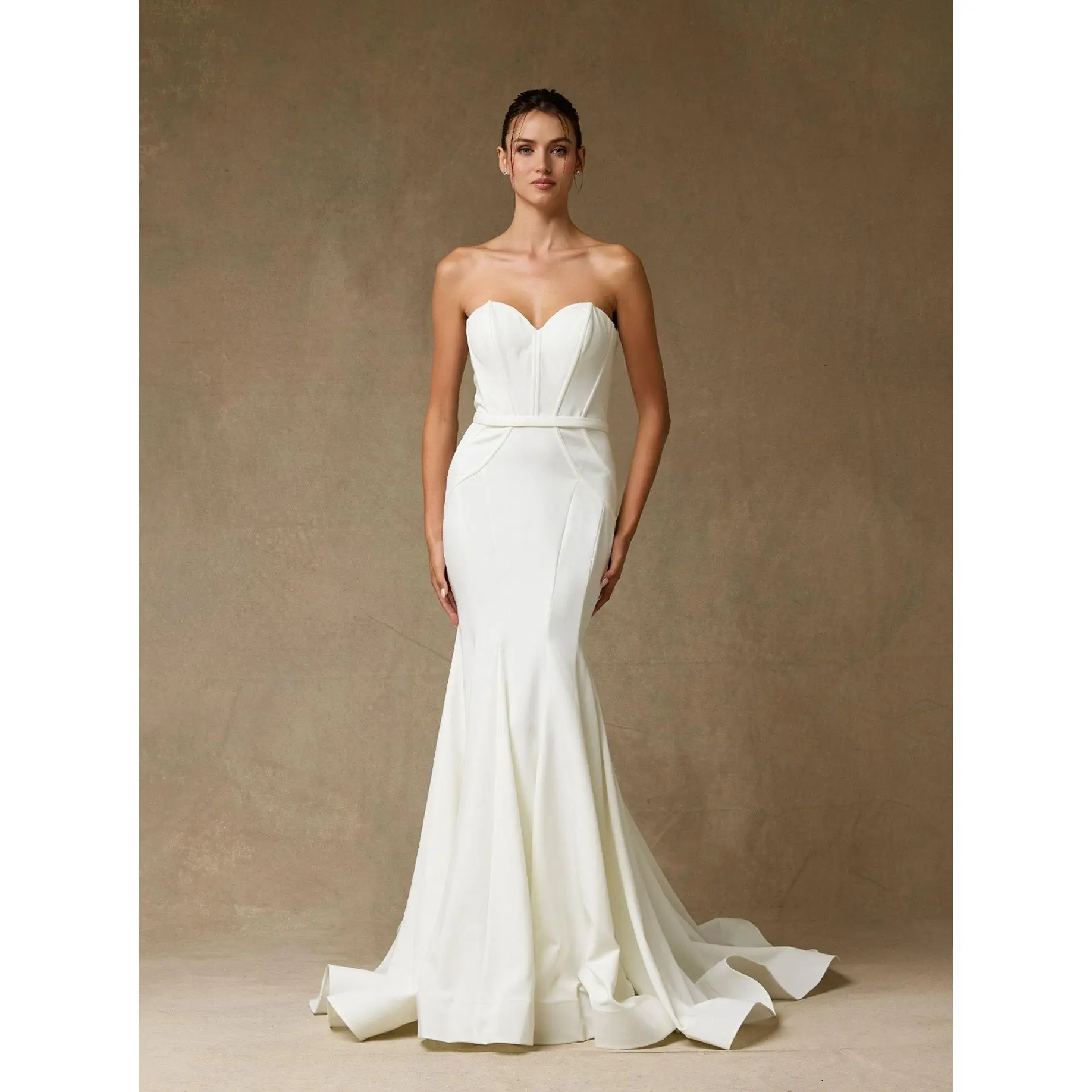 Strapless Mermaid Wedding Dress – Modern Minimalist Bridal Gown with Sweetheart Neckline- SIMFW24097