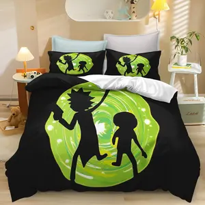 Rick and Morty children's duvet cover bedding set With pillowcase Bedroom 100% polyester universal, suitable for children and adults  Cute Printed Cartoon Quilt Cover