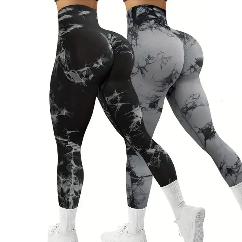 Women's Tie Dye High-Waisted Workout Leggings - Rear Lifting, Tummy Control, Squat Proof, Compression, Athleisure Style Pants for Yoga, Gym