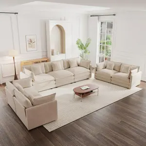 Niccae 3 Piece Sofa Set Oversized Sofa Comfy Sofa Couch, 2 Pieces of 2 Seater and 1 Piece of 3 Seater Sofa for Living Room, Deep Seat Sofa Light Coffee Chenille