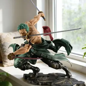 One Piece Roronoa Zoro Three-Sword Style Figure, Anime Collection Desktop Decor， Roronoa Zoro Battle Figure, Highly Detailed Statue Ornament "Thousand World" Scene Figure, Anime Collection Gift, Action Figures