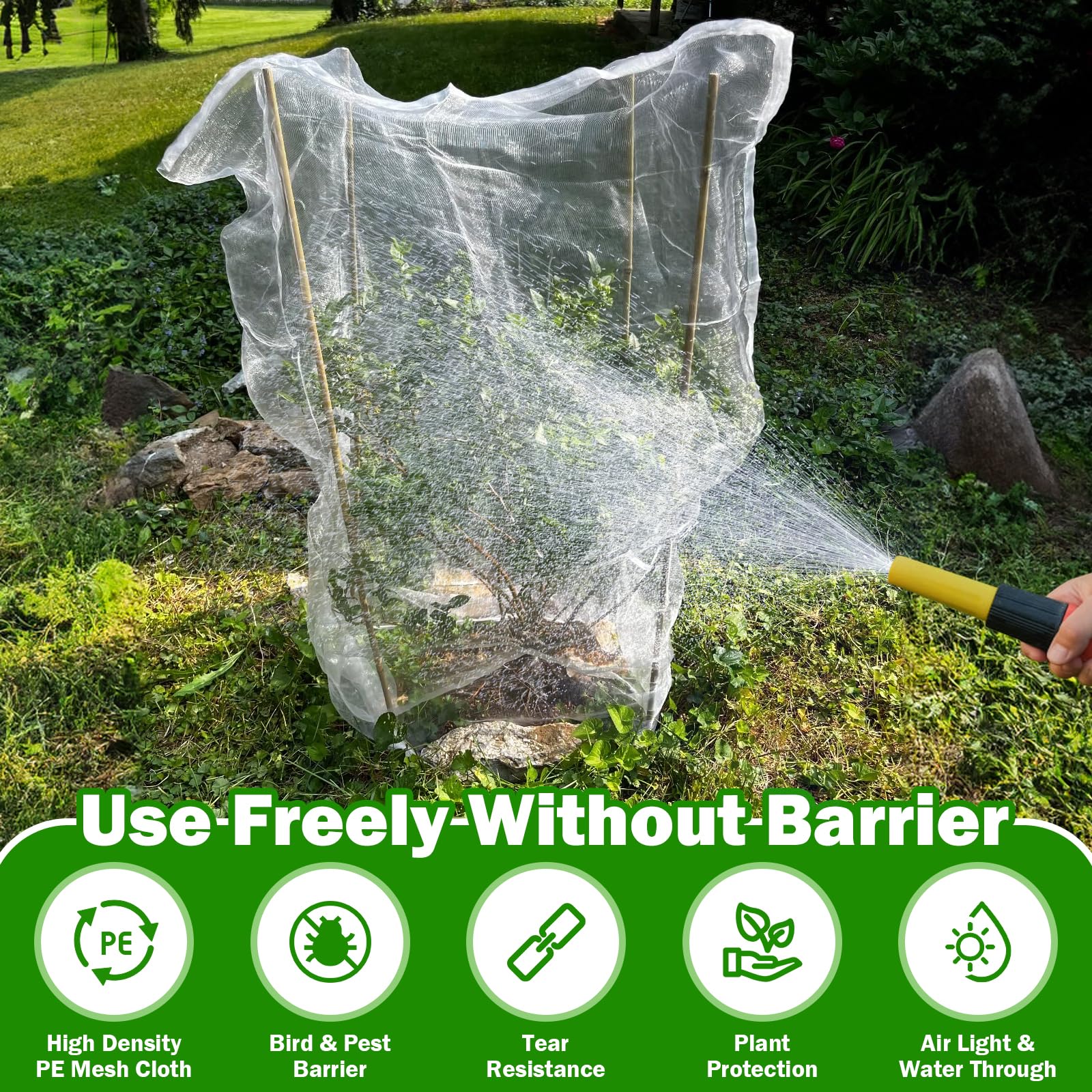 Garden Bird Net Protection — Set of 4 Drawstring Garden Protection Nets, Mosquito Net Tomato Protector Cover, Gardening Plant Protection Net suitable for cicadas, insects, vegetables, blueberries, and shrubs