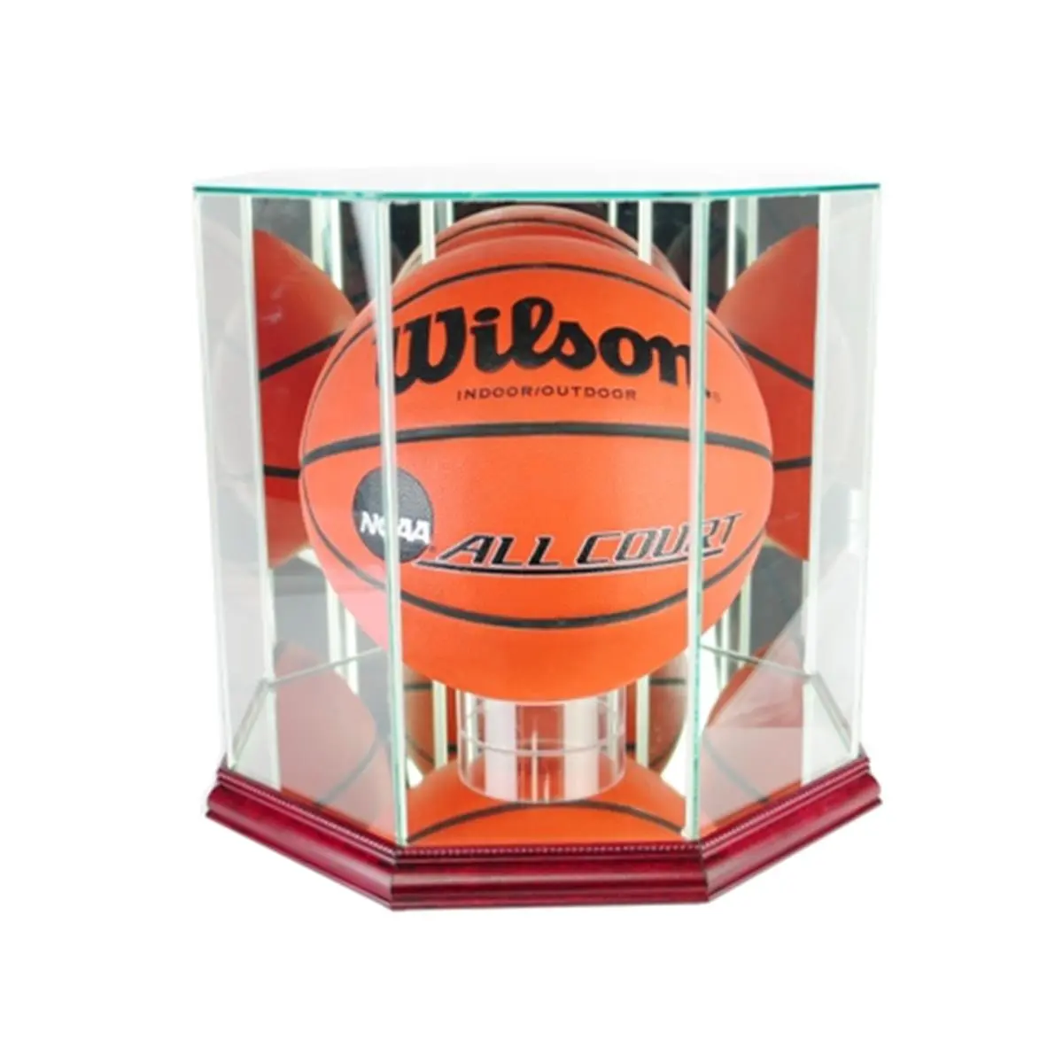 Perfect Cases  Octagon Basketball Display Case- Cherry, Glass Display, Octagonal Shape, Autograph, Uv Glass