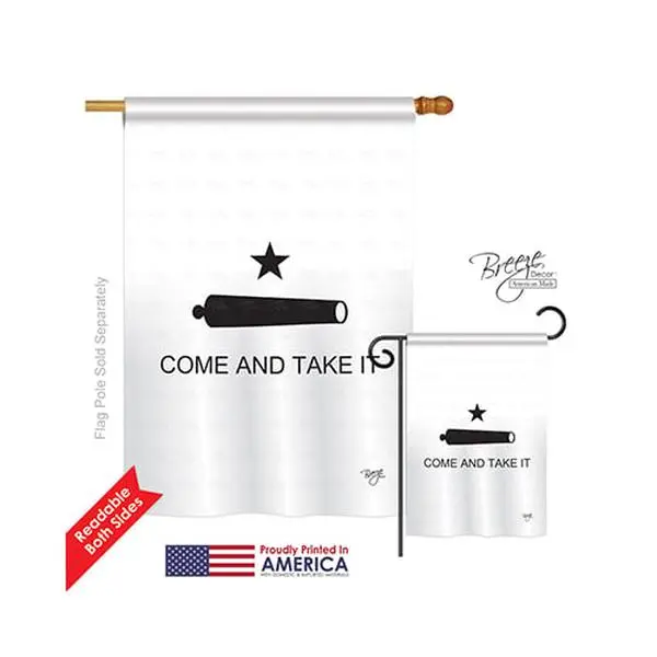 Breeze Decor 08378 Historic Come & Take It Canon Artwork Double-Sided Vertical House Banner - Eco-Friendly, 28x40 in