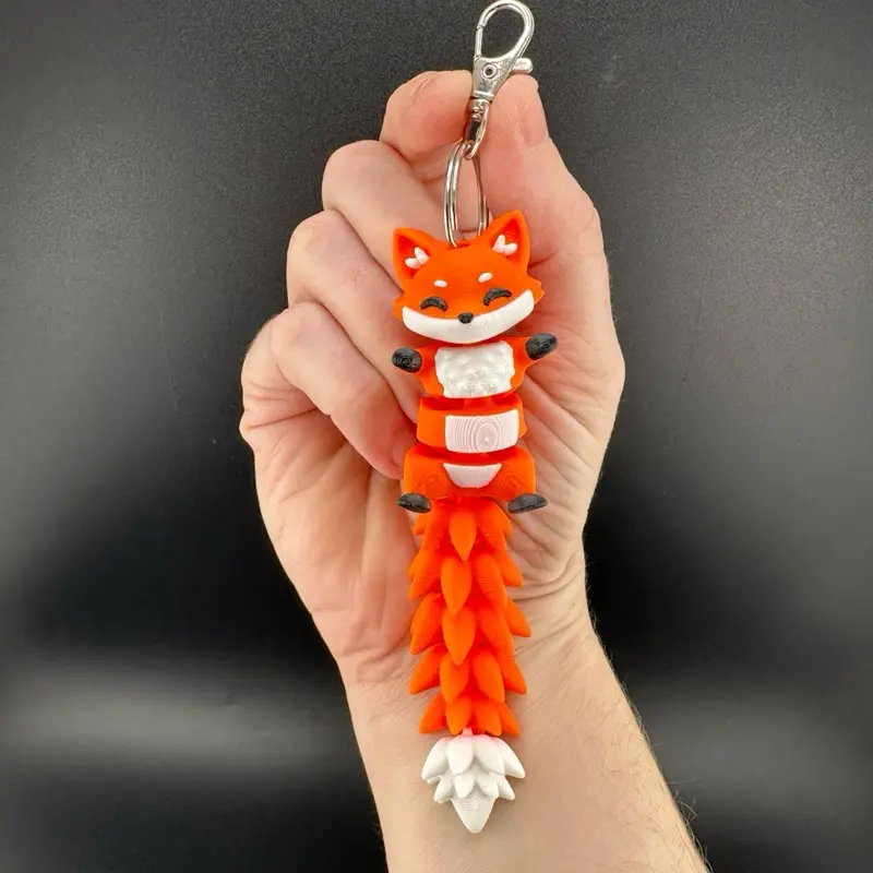 Flexi Fox Keychain 3D Printed, Stylish and Cute with Unique Design, Practically Casual Fashion Accessory for Daily Use