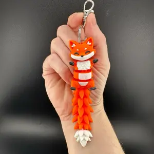 Flexi Fox Keychain 3D Printed, Stylish and Cute with Unique Design, Practically Casual Fashion Accessory for Daily Use