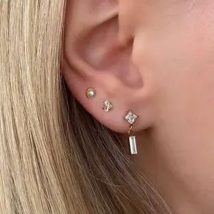 EVRY JEWELS Gold or Silver Plated Women's Sweet Shine Flat Back 3 Piece Earring Set Gold