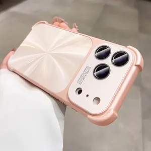 New Luxury 6D Colorful Laser Aurora Case For iPhone 13 14 15 16 17 Pro Max Air Soft Bumper Shockproof Glass Camera Hard PC Cover