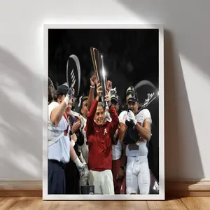 Nick Saban Alabama Poster, Crimson Tide Coach Wall Art, Bama Dynasty Print, Football Game Day Paper Poster, Man Cave Decor, Sports Fan Room Decor, Gift for Football Lovers. No Framed