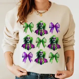Green Beetle Halloween Movie,Trending Beetlejuice Coquette, H0rror Friends Moive Character Sweater,Gift for Halloween Sweatshirt Hoodie