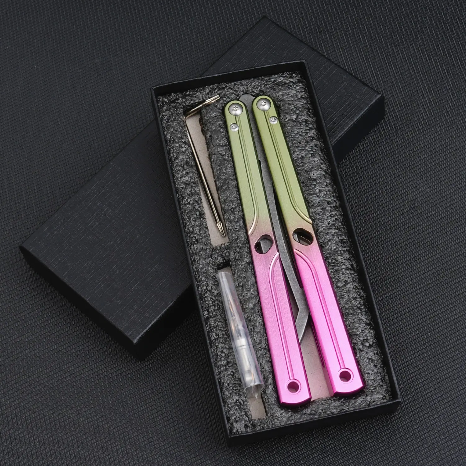 Aluminum Butterfly Trainer for Beginners, Flip Tool, Training, Cool Hand Toy, Hand Eye Coordination, High-Quality Balance Metal Butterfly Trainer Lg09