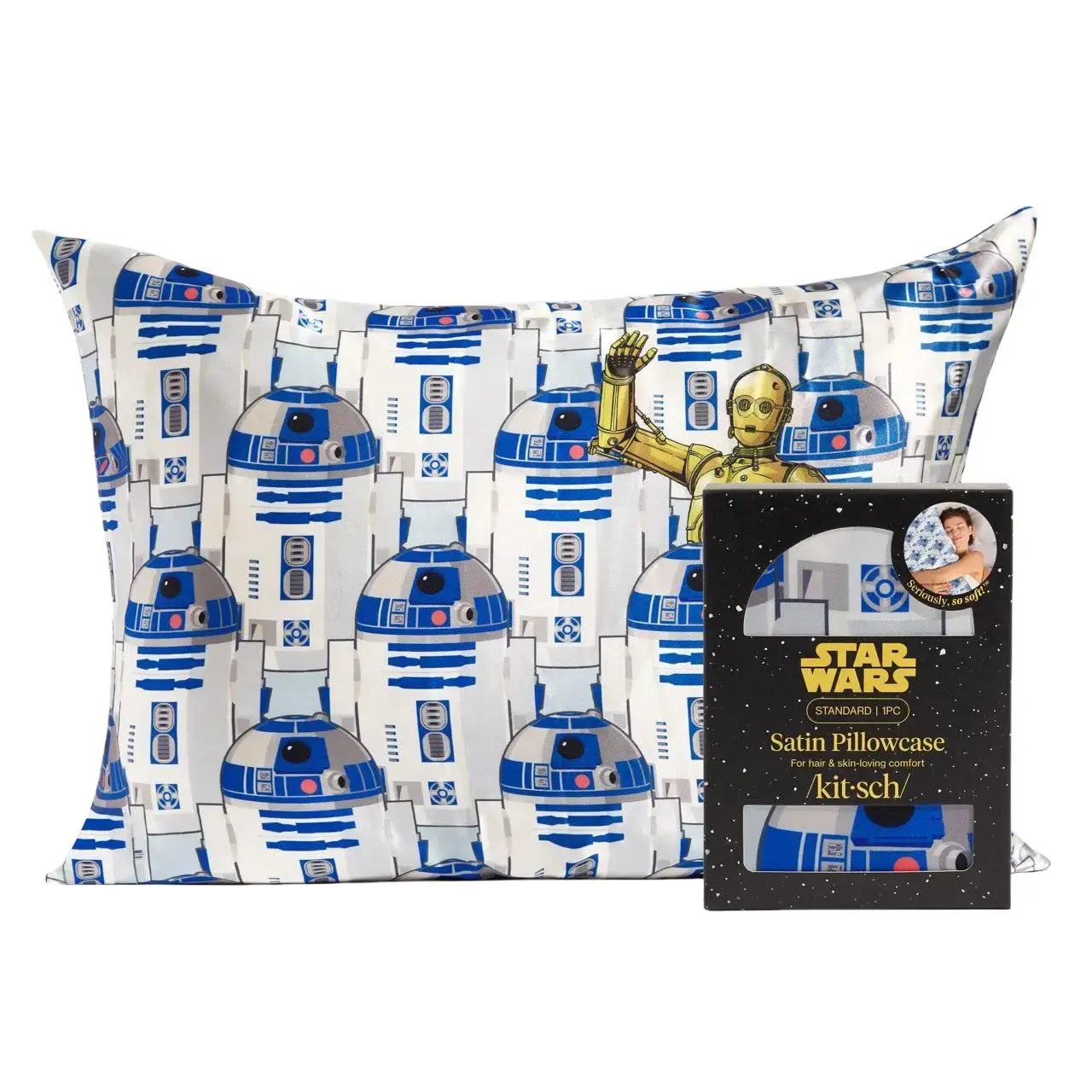 Star Wars™ & Kitsch Satin Pillowcase in R2-D2 & C-3PO Star Wars™ & Kitsch Satin Pillowcase in R2-D2 & C-3PO