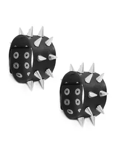 Punk Rivet PU Leather Bracelet Set, Buckle Gothic Rock Wrap Bracelets, Unisex Halloween Party Gift Accessory, All Seasons