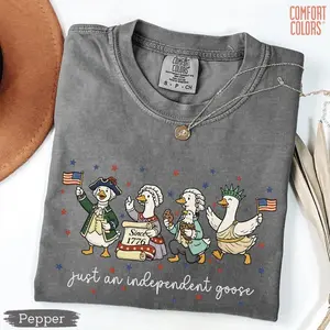 Just An Independent Goose 1776–2026 T-Shirt, Funny Patriotic Goose Graphic Tee, USA 250 Anniversary Shirt, Vintage 4th of July Outfit, Unisex Gift (100% Cotton)