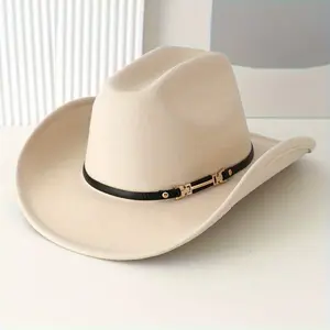 Vintage Classic Unisex Cowboy Hat Wide-Brimmed Lightweight Felt Hat Great for Western Themed Parties Music Festivals Cosplay and Outdoor Adventures
