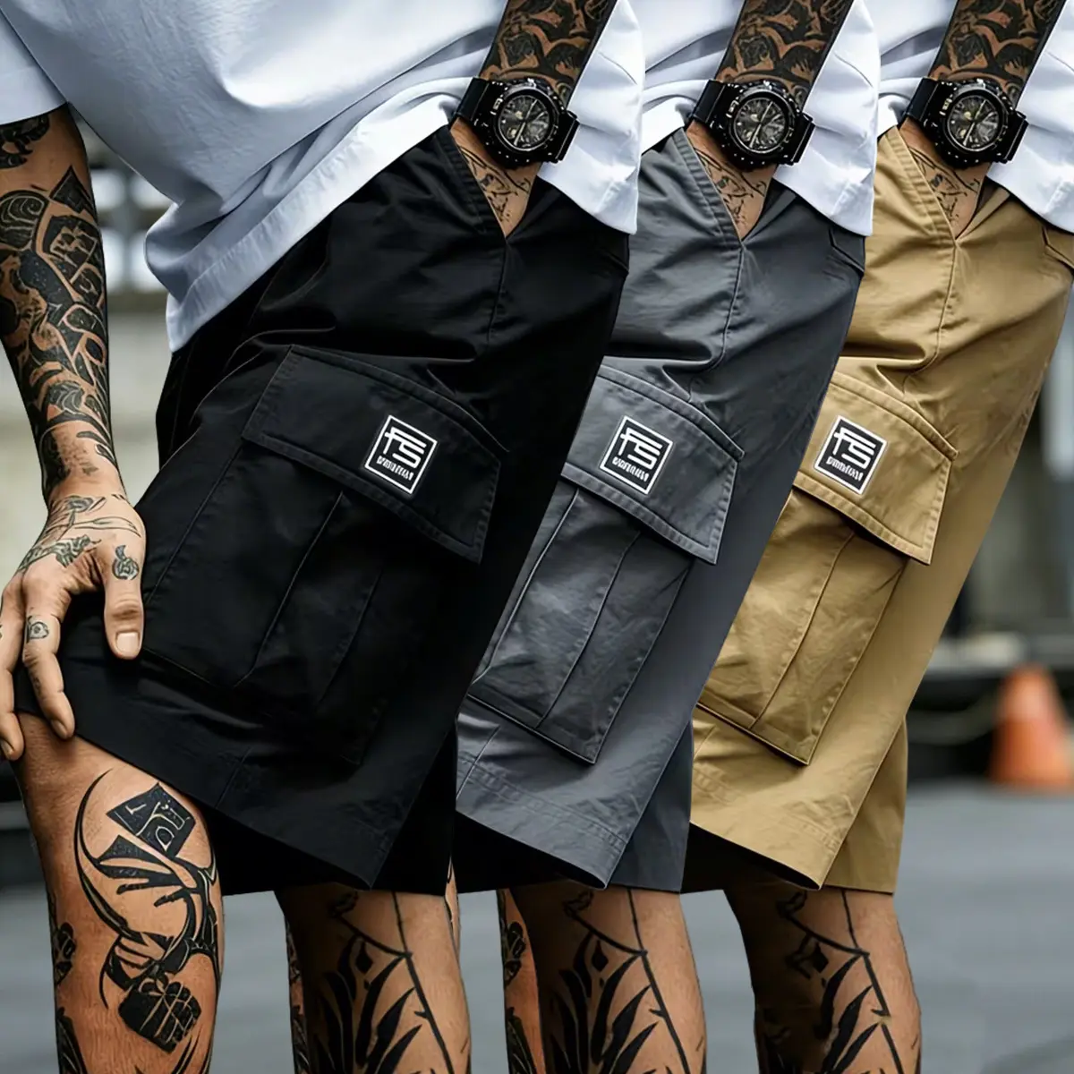 Men's Oversized Pocket Cargo Shorts - Breathable Utility Work Shorts, Lightweight Casual Hiking Bottoms with Multi Pockets, Summer Streetwear Shorts for Outdoor & Travel