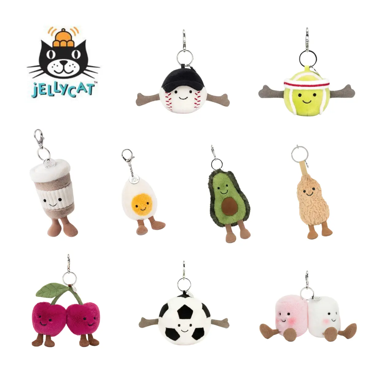 Authentic Jellycat Plush Cute Bunny Collectible Keychain - Bag Charm Hanging Pendant, Birthday Holiday Gift for Keychains for Women, Adults, Backpacks, Car Keys Decorations